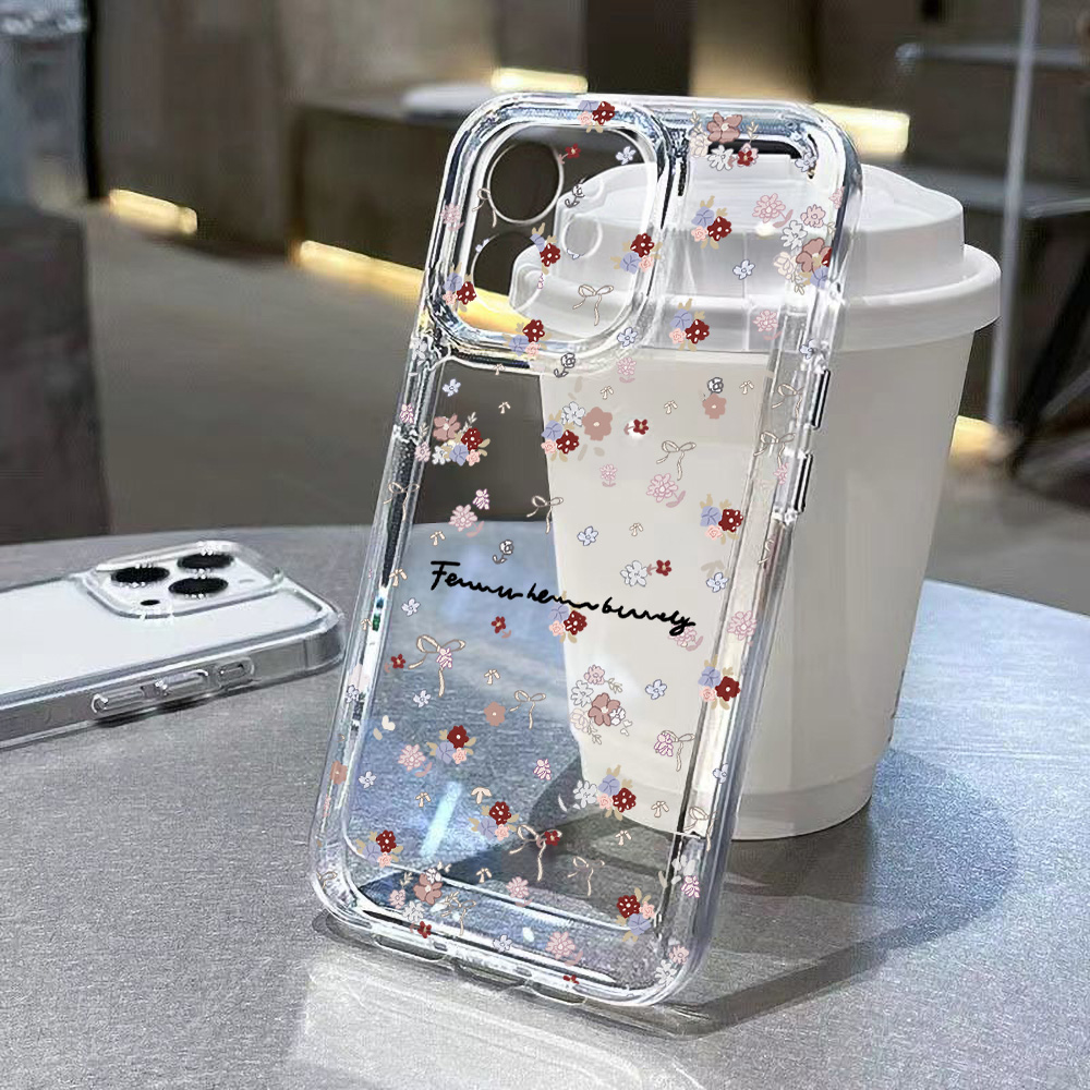 Clear Shockproof Bumper Case - Mini Etui na Telefon z Kwiatowym